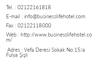 Business Life Boutique Hotel iletiim bilgileri